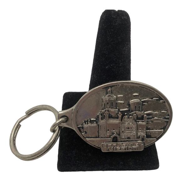 San Xavier Historic Silver Finish Mission Del Bac Silver Keychain Tucson Arizona - Picture 1 of 4